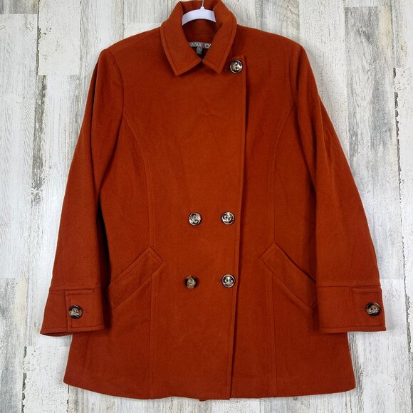 Jana Kos Wool Jacket Coat Women’s Large Orange Tailored Fall Outerwear Classic - Picture 1 of 13